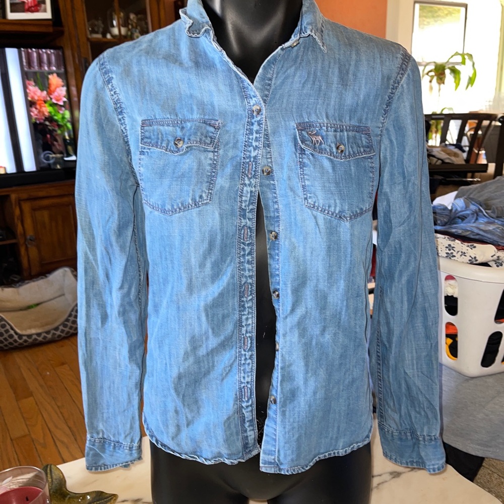 Abercrombie Kids Denim Shirt Sz XL 14 Blue Jean